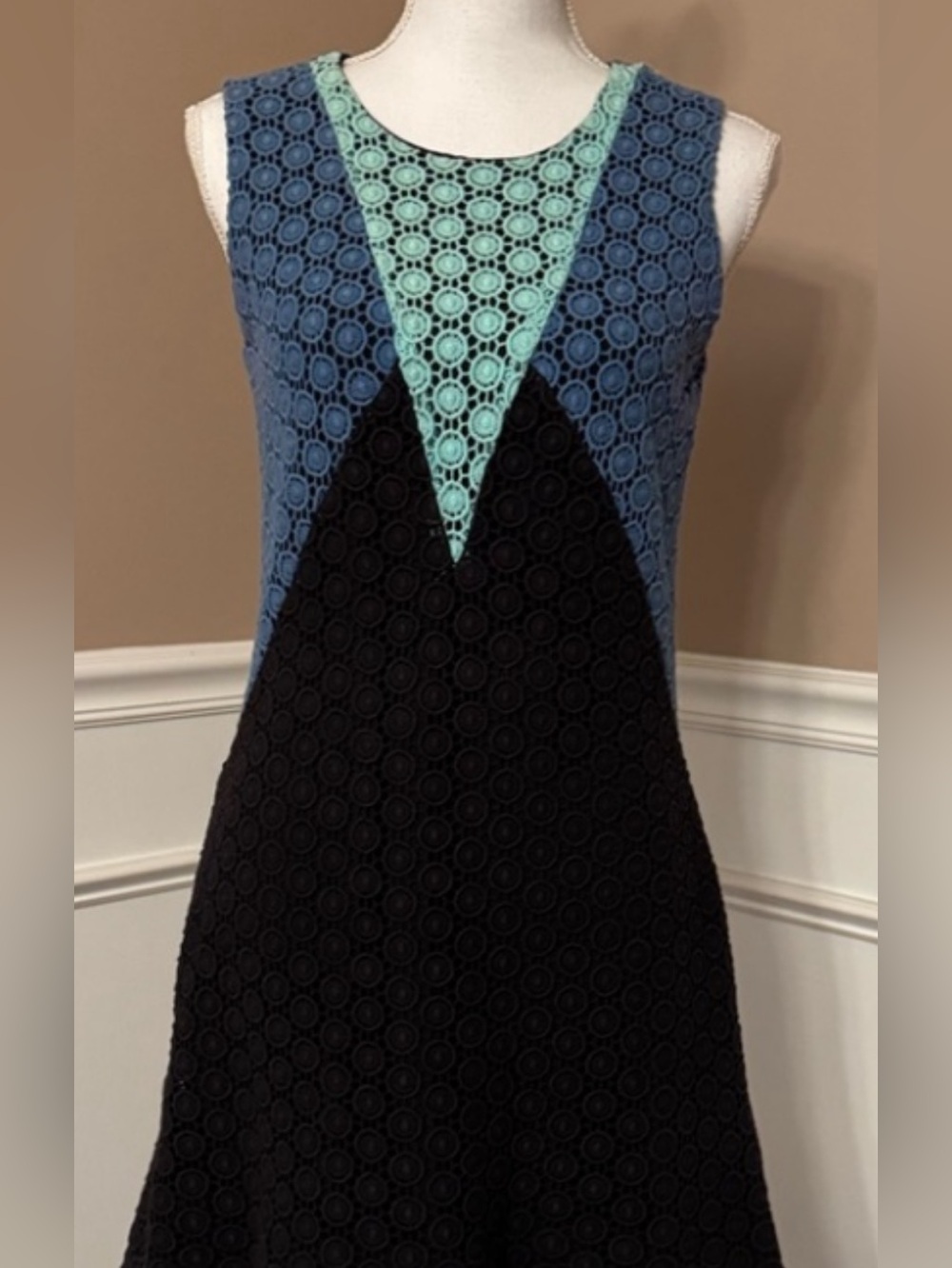 Hunter Bell New York Lace Colorblock Mini Dress Size 2 Made in NYC